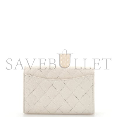 CHANEL CAVIAR QUILTED FLAP CARD HOLDER WALLET WHITE AP0214 (11.3*7.5*2.5cm)